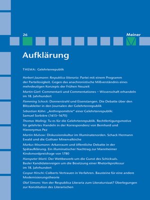 cover image of Aufklärung, Band 26: Gelehrtenrepublik